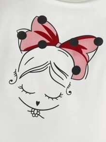 SHEIN Toddler Girls Figure Graphic Contrast Mesh Tee - White - View 3