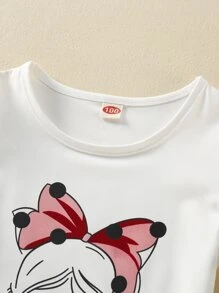 SHEIN Toddler Girls Figure Graphic Contrast Mesh Tee - White - View 4