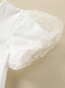 SHEIN Toddler Girls Figure Graphic Contrast Mesh Tee - White - View 7