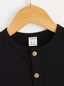 SHEIN Young Boy 2pcs Half Button Placket Tee - Multicolor - View 4