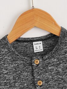 SHEIN Young Boy 2pcs Half Button Placket Tee - Multicolor - View 9