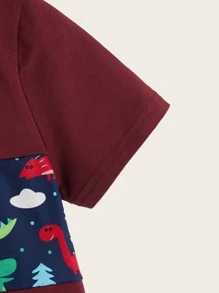 SHEIN Toddler Boys Dinosaur Print Round Neck Tee
