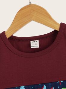 SHEIN Toddler Boys Dinosaur Print Round Neck Tee