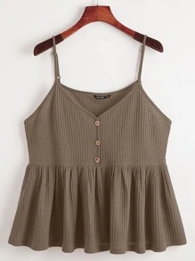 SHEIN EZwear Cami Top mit Waffelstrick Rüschen