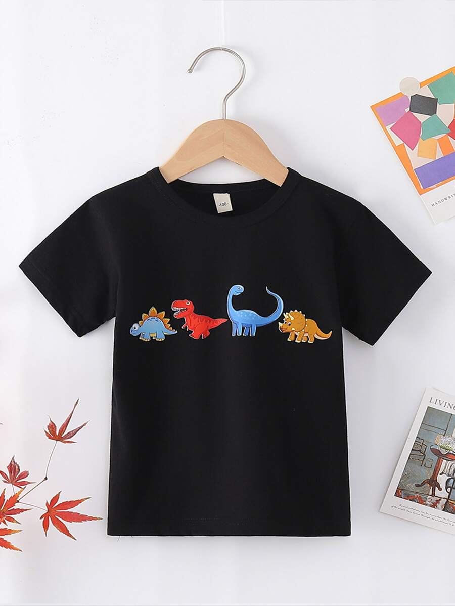 Toddler Boys Dinosaur Print Tee - Black - View 1