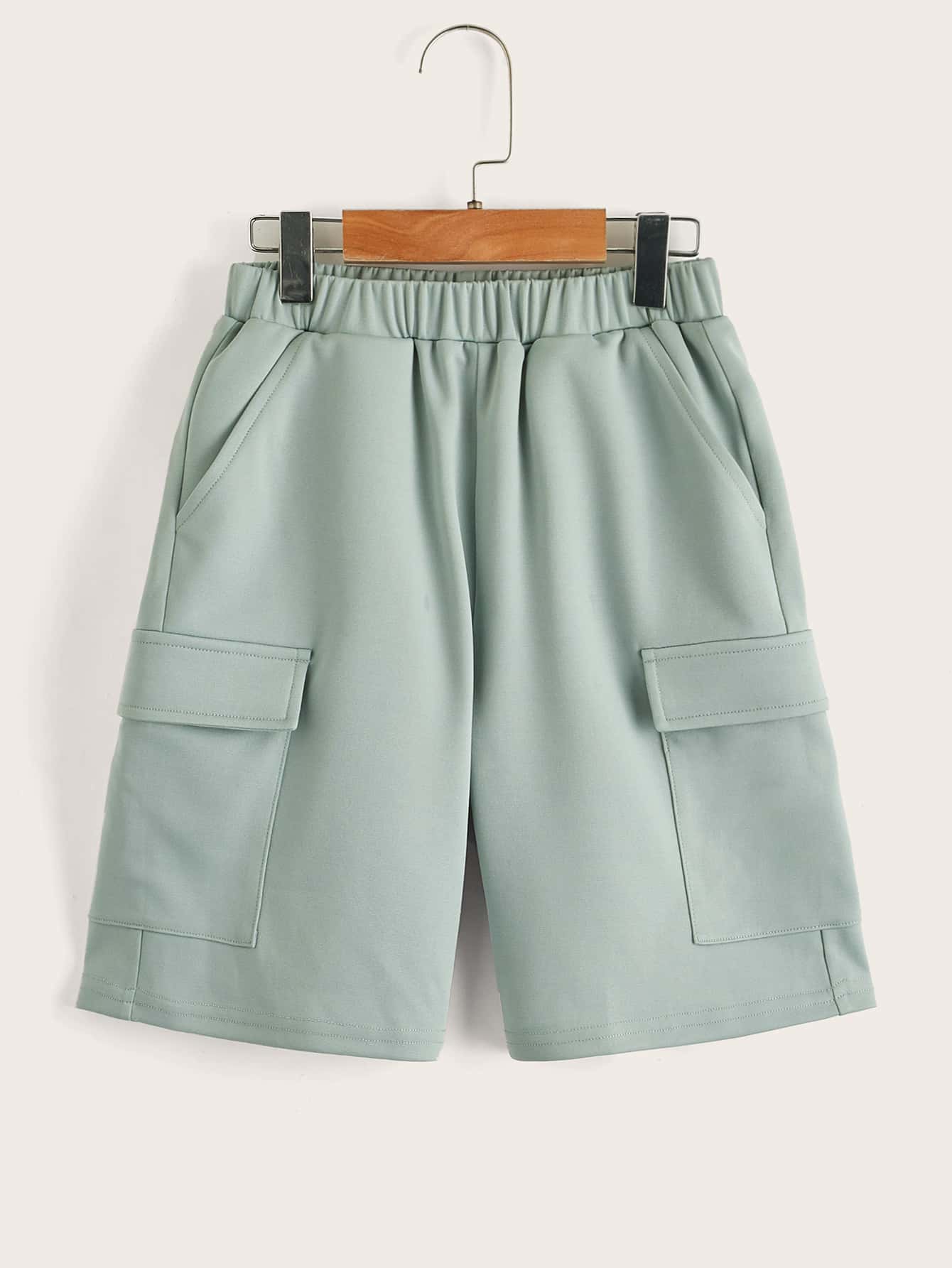 SHEIN 男孩彈性腰帶翻蓋口袋短褲