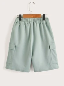SHEIN 男孩彈性腰帶翻蓋口袋短褲