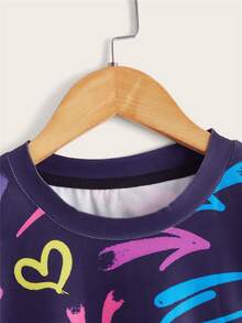 Boys Heart & Star Print Tee - Purple - View 3