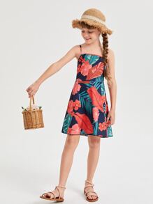 Girls 1pc Tropical Print Cami Dress - Multicolor - View 5