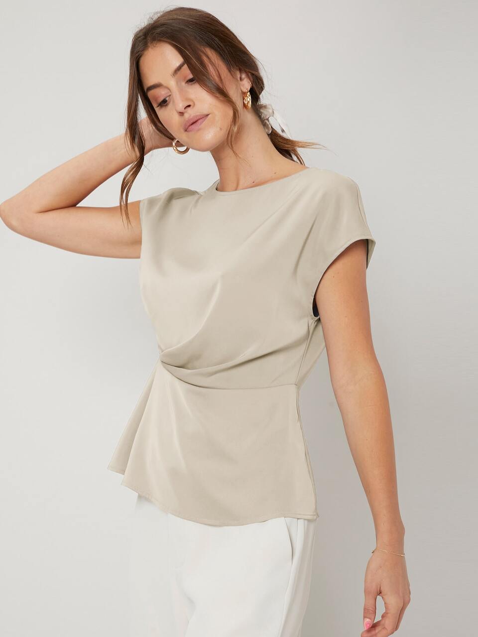 GATHERED PEPLUM TOP