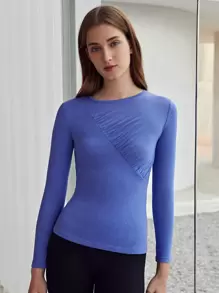 MOTF PREMIUM VISCOSE GATHERED T-SHIRT - Blue - View 1