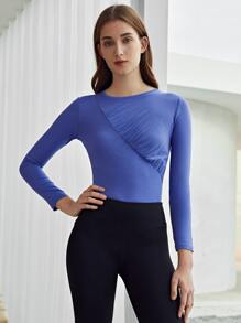 MOTF PREMIUM VISCOSE GATHERED T-SHIRT - Blue - View 5