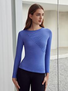 MOTF PREMIUM VISCOSE GATHERED T-SHIRT - Blue - View 9