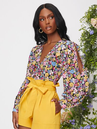 SHEIN Privé 滿版印花鏤空上衣