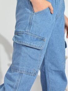 Boys Elastic Waist Jogger Jeans - Light Wash - View 6