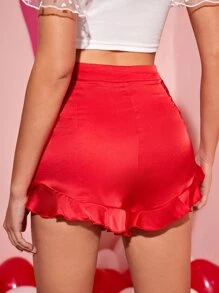 SHEIN BAE Ruffle Hem Wrap Knot Skort