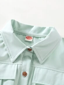 小女童翻蓋口袋襯衫和褲子