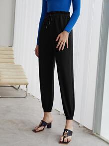 MOTF PREMIUM VISCOSE PAPERBAG WAIST JOGGERS - Black - View 3