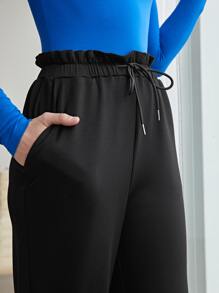 MOTF PREMIUM VISCOSE PAPERBAG WAIST JOGGERS - Black - View 5