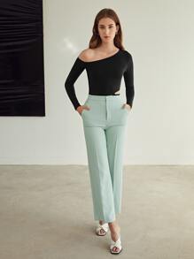 MOTF PREMIUM MODAL ASYMMETRICAL NECK T-SHIRT - Black - View 5