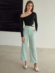 MOTF PREMIUM MODAL ASYMMETRICAL NECK T-SHIRT - Black - View 6