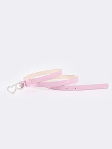 Heart Buckle Belt With Punch Tool - Pink - View 3