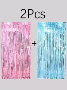 2pcs Party Decorative Tassel Curtain, Metallic Aluminum Rain Curtain For Party Decor, Back To School Valentine Day - Multicolor - View 4