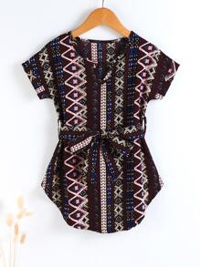 Đầm bé gái Thắt lưng Hình học Giải trí - Nhiều màu - Xem 1