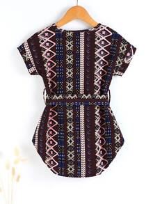 Đầm bé gái Thắt lưng Hình học Giải trí - Nhiều màu - Xem 2