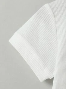 Áo polo bé trai Nút phía trước màu trơn Giải trí - trắng - Xem 4