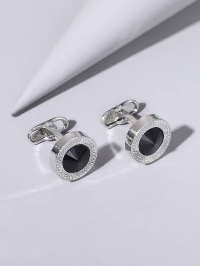 Fashionable and Popular 1pc Men Gemstone Decor Cufflinks, Stainless Steel Jewelry for Jewelry Gift and for a Stylish Look
