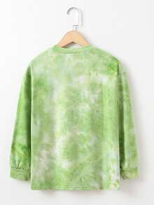 Girls Tie Dye Letter Graphic Tee - Lime Green - View 2