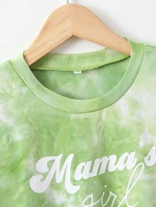 Girls Tie Dye Letter Graphic Tee - Lime Green - View 3