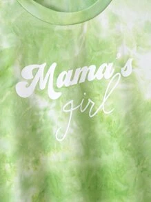 Girls Tie Dye Letter Graphic Tee - Lime Green - View 4