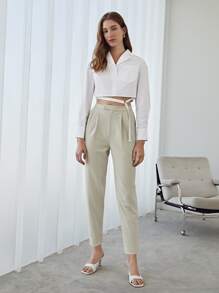 MOTF PREMIUM VISCOSE SPLIT TAILORED TROUSERS - Beige - View 3