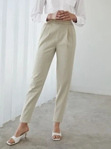 MOTF PREMIUM VISCOSE SPLIT TAILORED TROUSERS - Beige - View 5