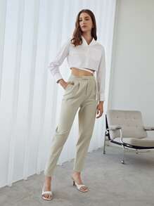 MOTF PREMIUM VISCOSE SPLIT TAILORED TROUSERS - Beige - View 6
