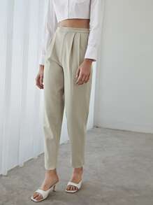 MOTF PREMIUM VISCOSE SPLIT TAILORED TROUSERS - Beige - View 9