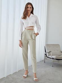 MOTF PREMIUM VISCOSE SPLIT TAILORED TROUSERS - Beige - View 10