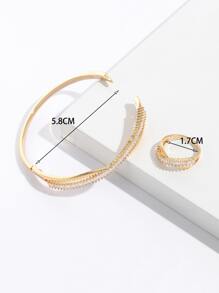 Khối Zirconia  Trang trí Nhẫn & Nhẫn - Vàng - Xem 3