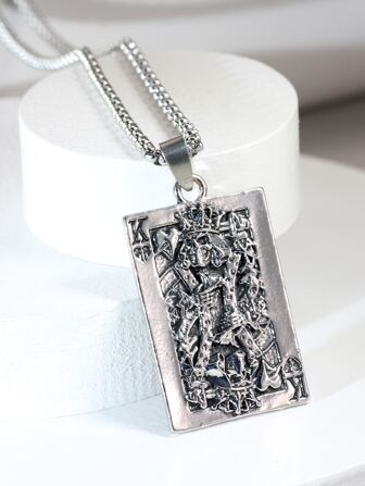 1 pièce Collier pendentif de carte à jouer de squelette rétro pour hommes