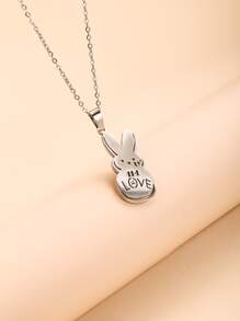 Cartoon Rabbit Pendant Necklace - Silver - View 3