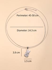 Cartoon Rabbit Pendant Necklace - Silver - View 5