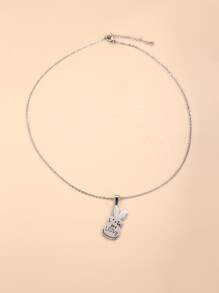 Cartoon Rabbit Pendant Necklace - Silver - View 6