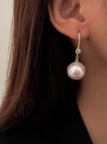 珍珠和水鑽裝飾耳墜 - 彩色 - 查看 1