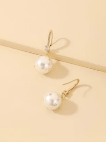 珍珠和水鑽裝飾耳墜 - 彩色 - 查看 2