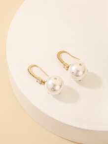 珍珠和水鑽裝飾耳墜 - 彩色 - 查看 3