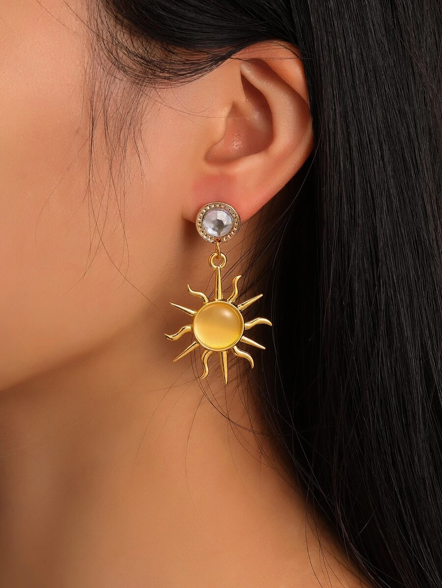 Sun Drop Earrings - Yellow Gold - View 1