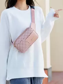 金屬裝飾花卉圖案腰包 - 粉色 - 查看 2