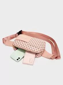 金屬裝飾花卉圖案腰包 - 粉色 - 查看 4